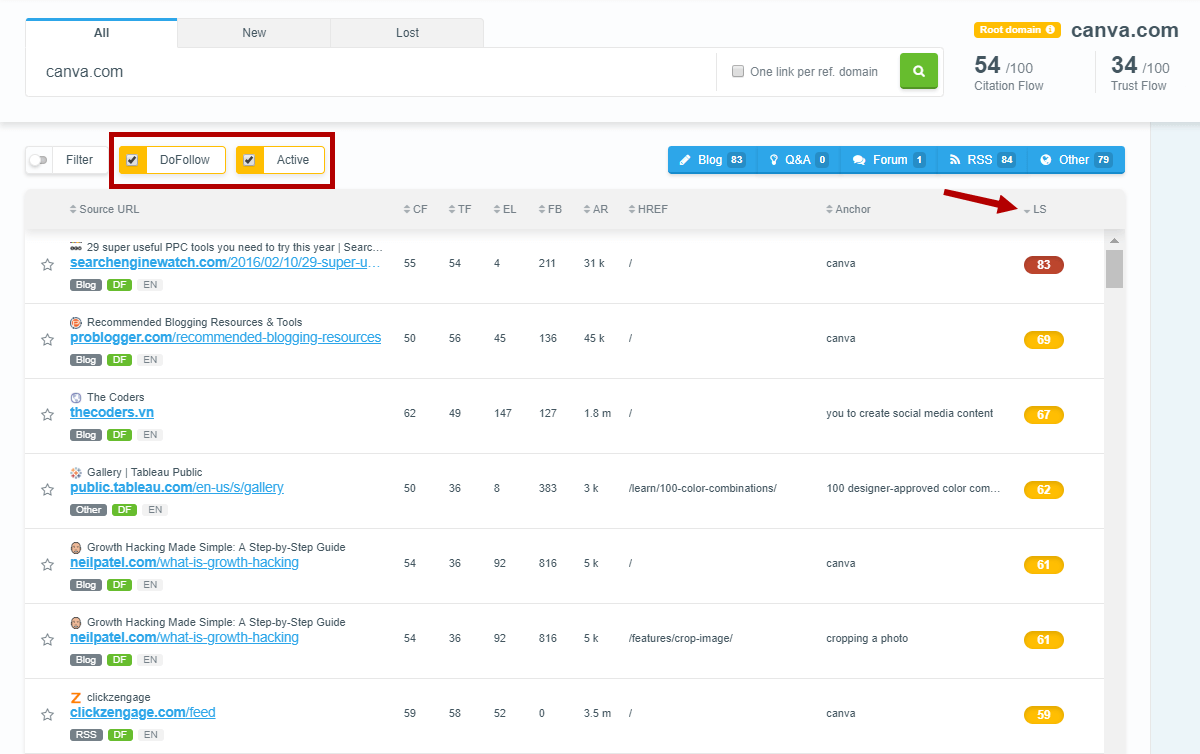LinkMiner dofollow links filtering