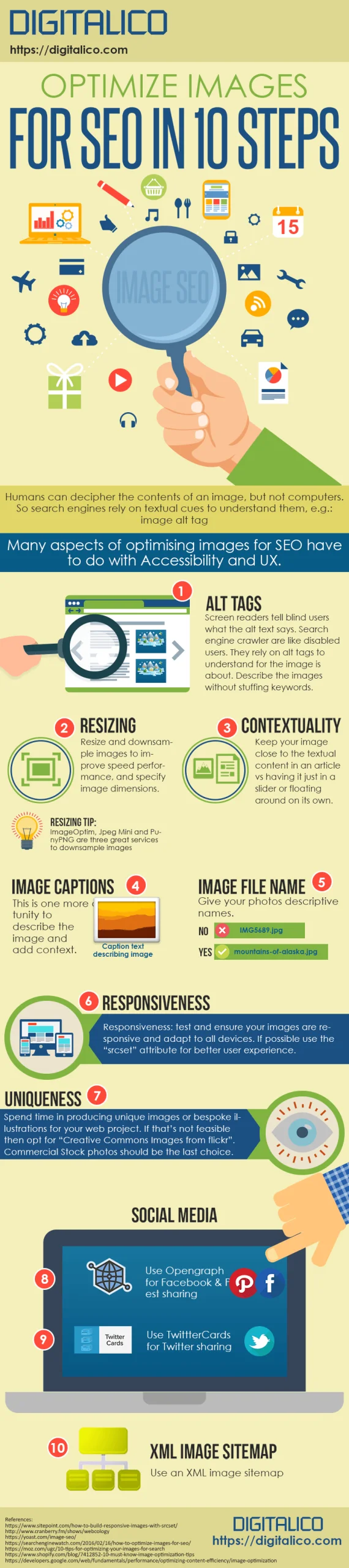 Optimize Images For SEO in 10 Steps - Infographic by DiGiTALICO