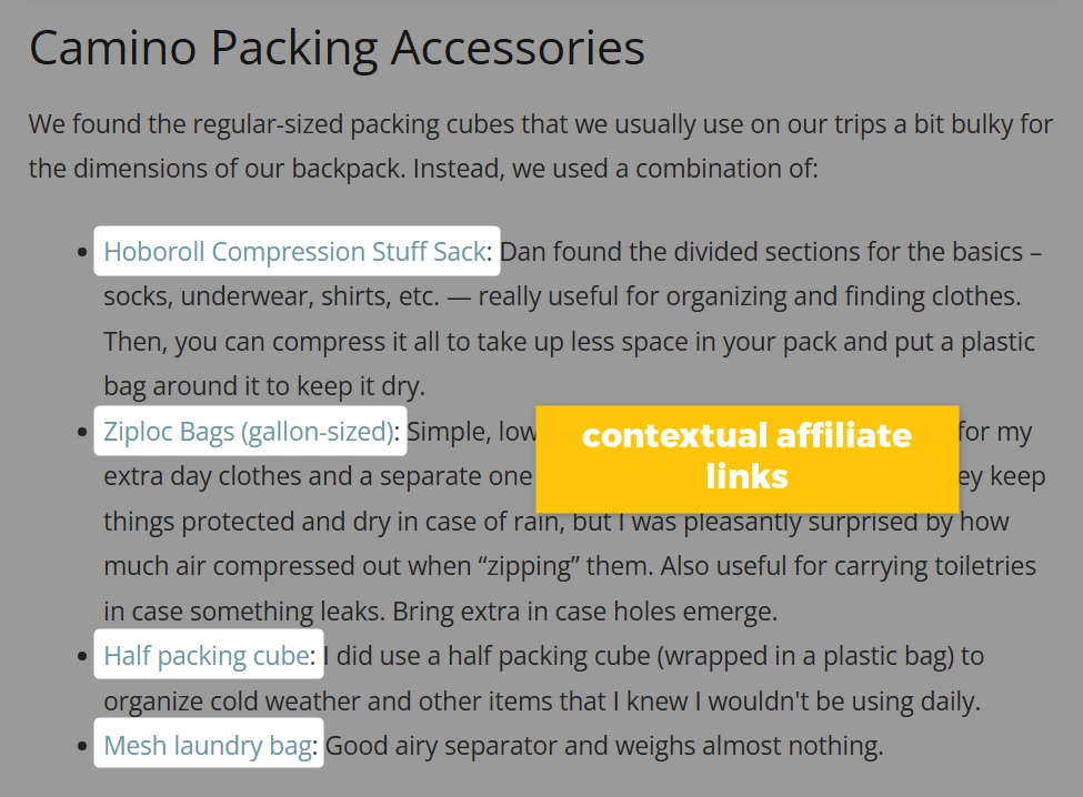 example of contextual affiliate links